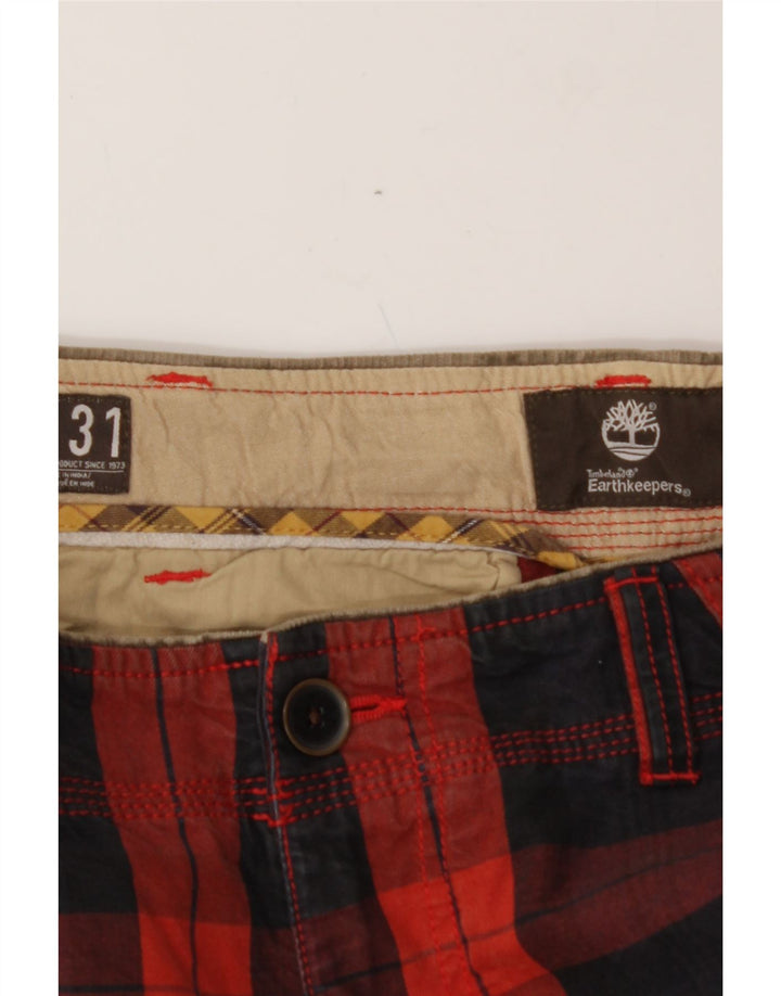 TIMBERLAND Mens Cargo Shorts W31 Medium  Red Check Cotton Vintage Timberland and Second-Hand Timberland from Messina Hembry 