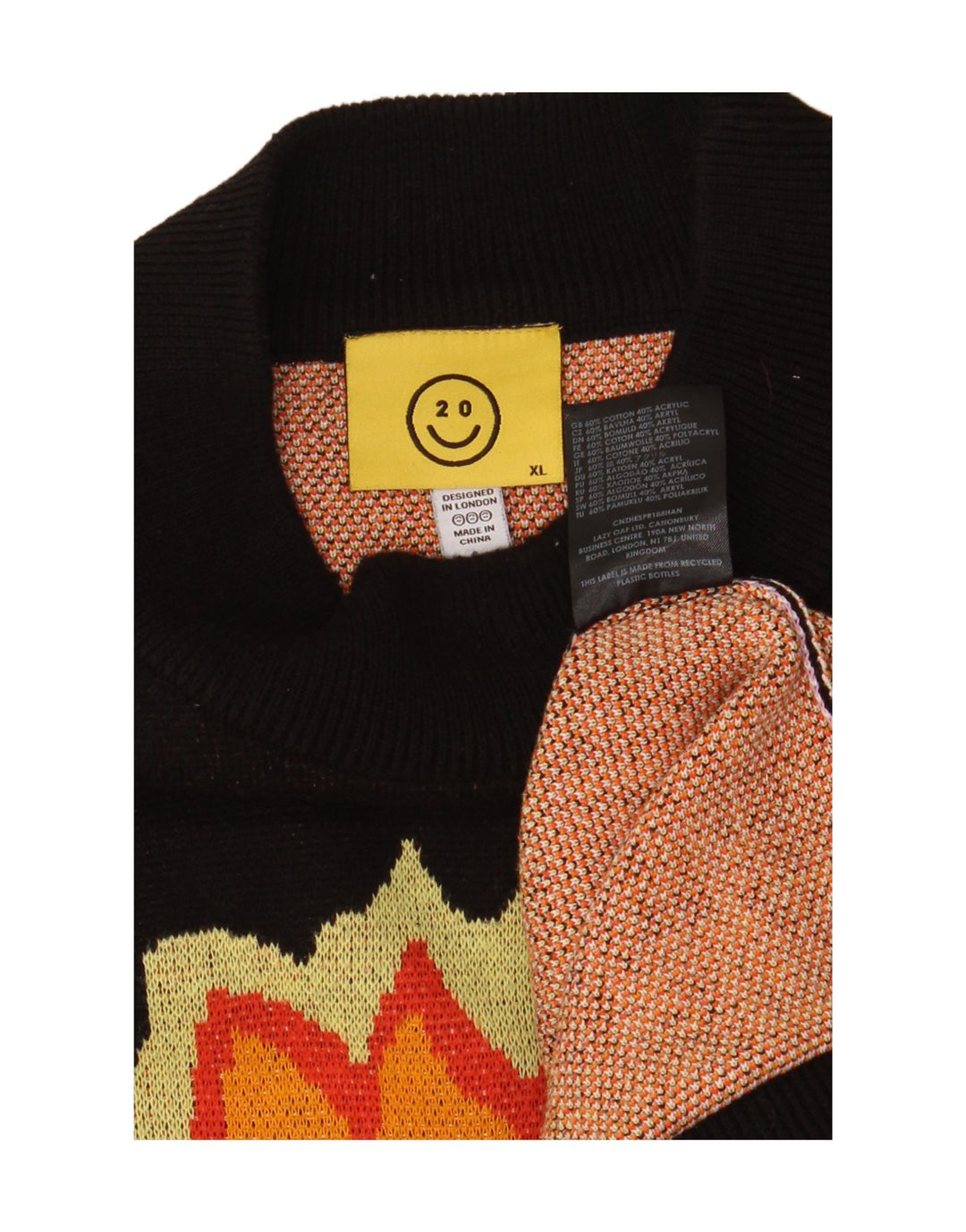 LAZY OAF Męski sweter oversize z golfem w kształcie czaszki XL, czarny, bawełniany