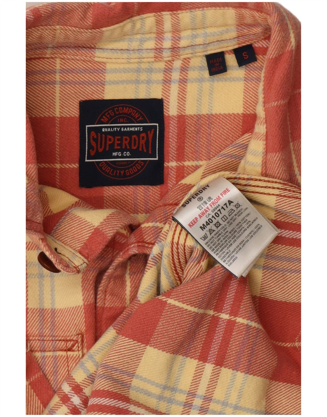 Męska koszula flanelowa Superdry, mała, bawełniana w czerwoną kratę