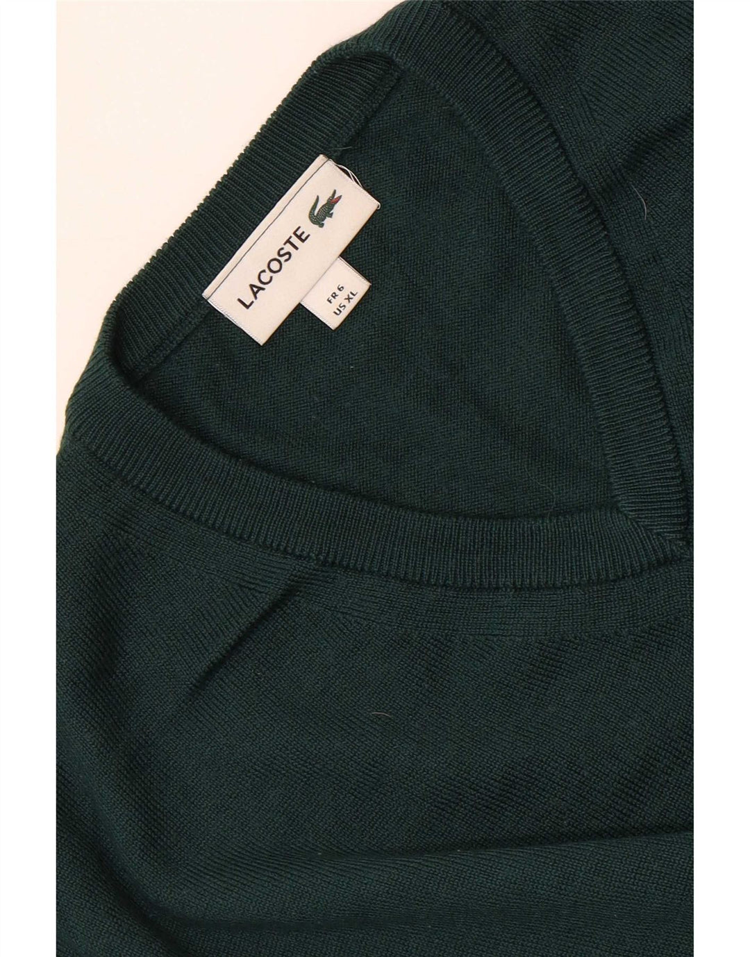 Męski sweter Lacoste z dekoltem w kształcie litery V, rozmiar 6 XL, zielony