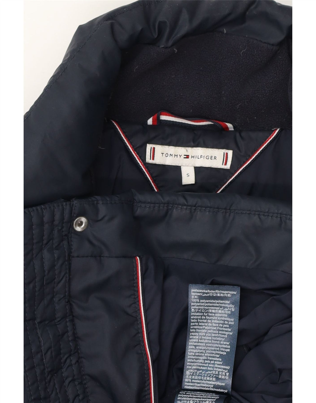 Damski płaszcz oversize Tommy Hilfiger z podszewką UK 10, mały, granatowy, poliester