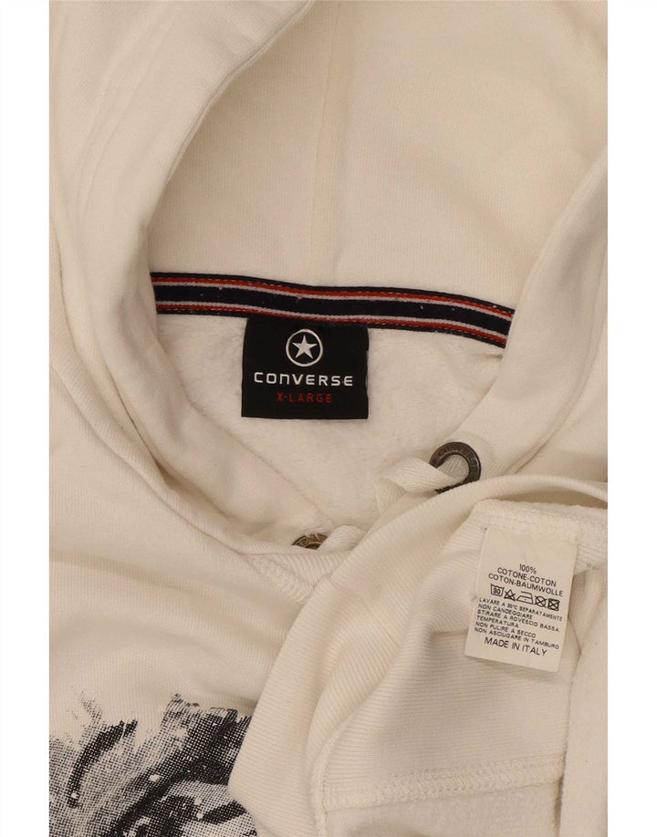 Converse Męski sweter z kapturem i grafiką XL, biały, bawełniany