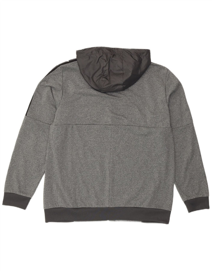 ADIDAS Mens Graphic Zip Hoodie Sweater XL Grey Colourblock Polyester