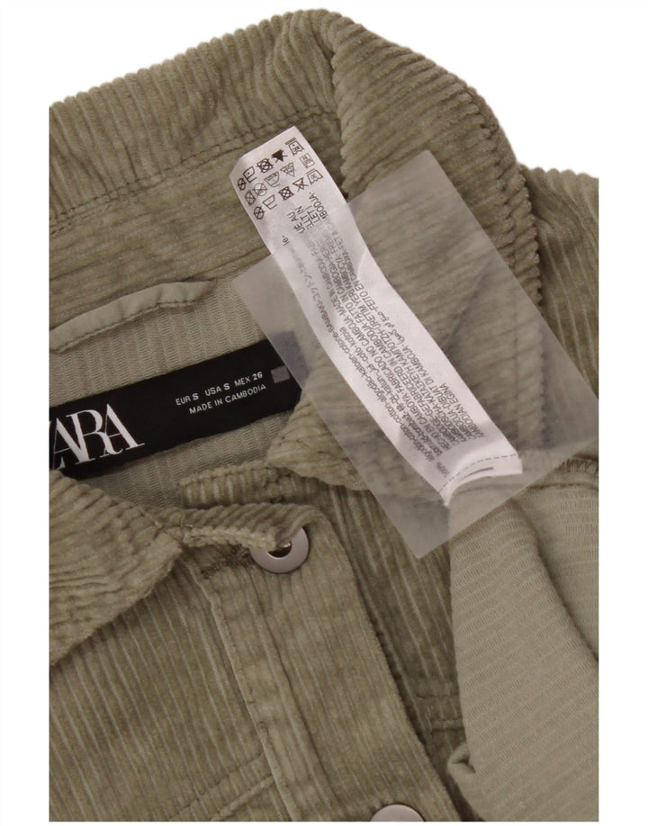 Damska koszula oversize ZARA ze sztruksu UK 10, mała, zielona bawełniana