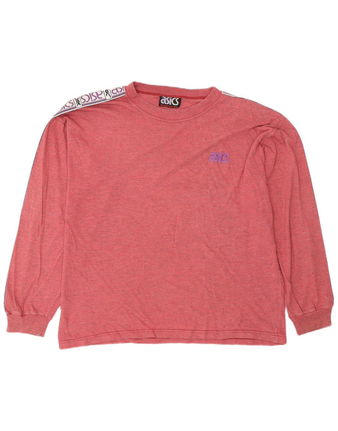 Męski graficzny top Asics z długim rękawem, XL, czerwony, z blokami kolorów, bawełniany