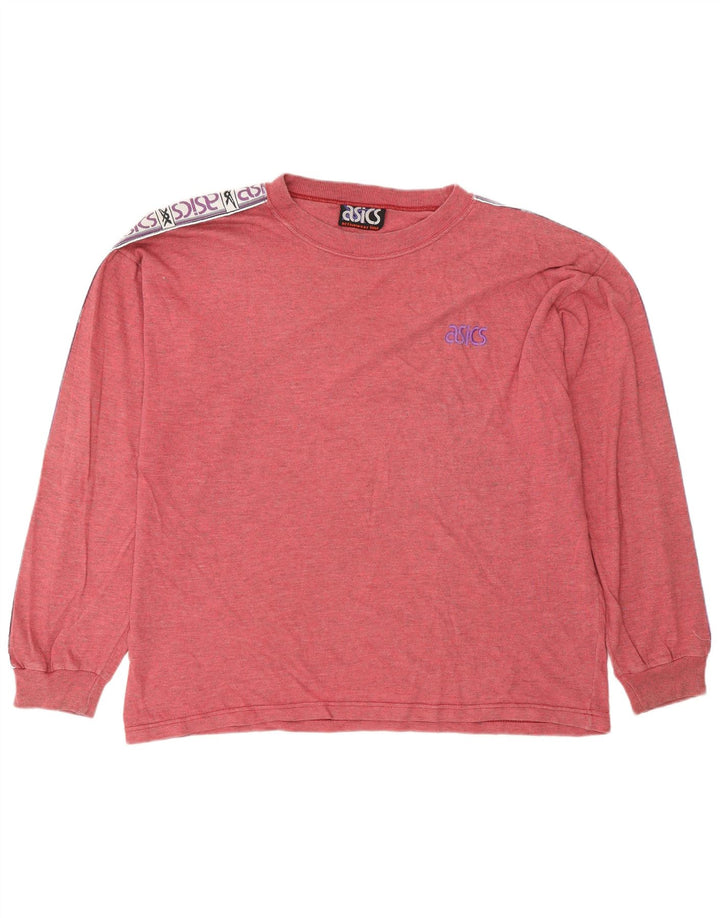 Męski graficzny top Asics z długim rękawem, XL, czerwony, z blokami kolorów, bawełniany