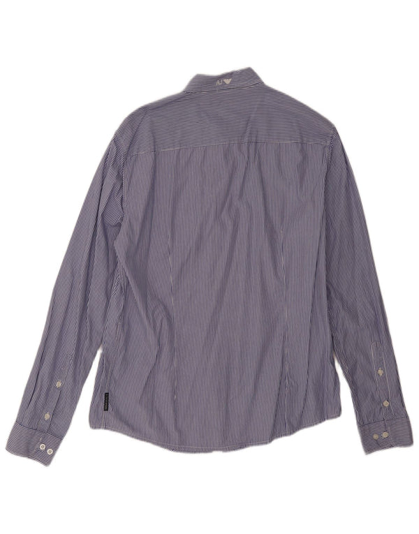 Dopasowana koszula chłopięca Armani Jeans 15-16 lat 2XL, niebieska, bawełniana w prążki