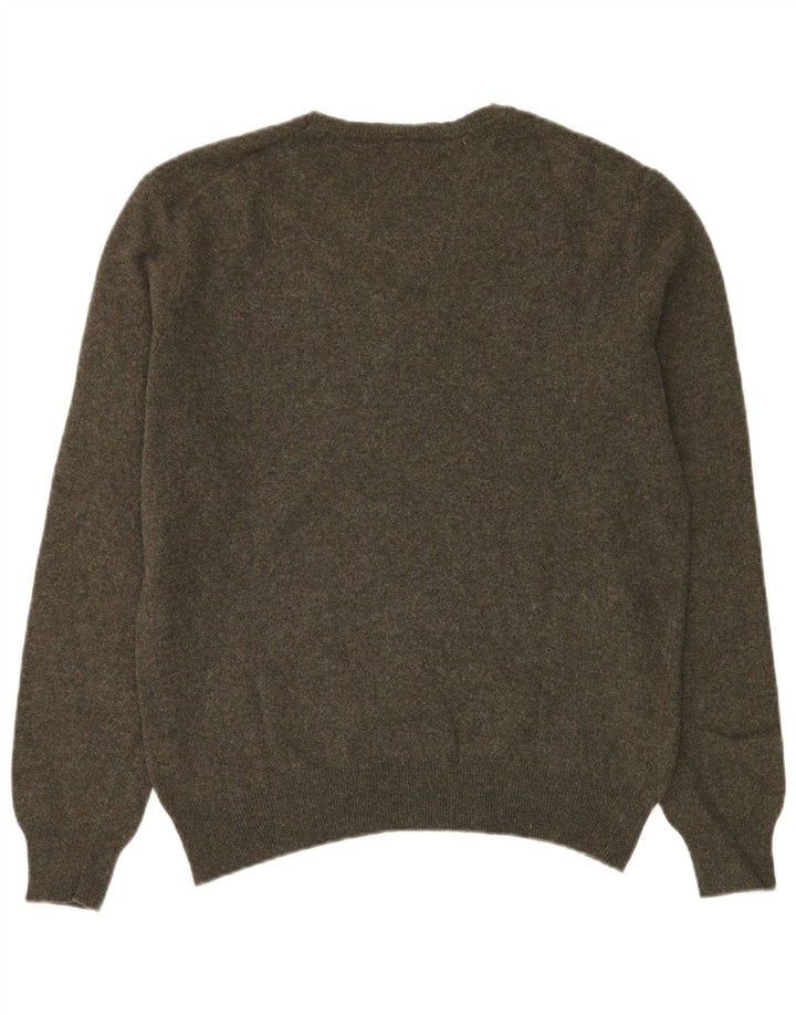 BENETTON Męski sweter z okrągłym dekoltem, duża wełna khaki