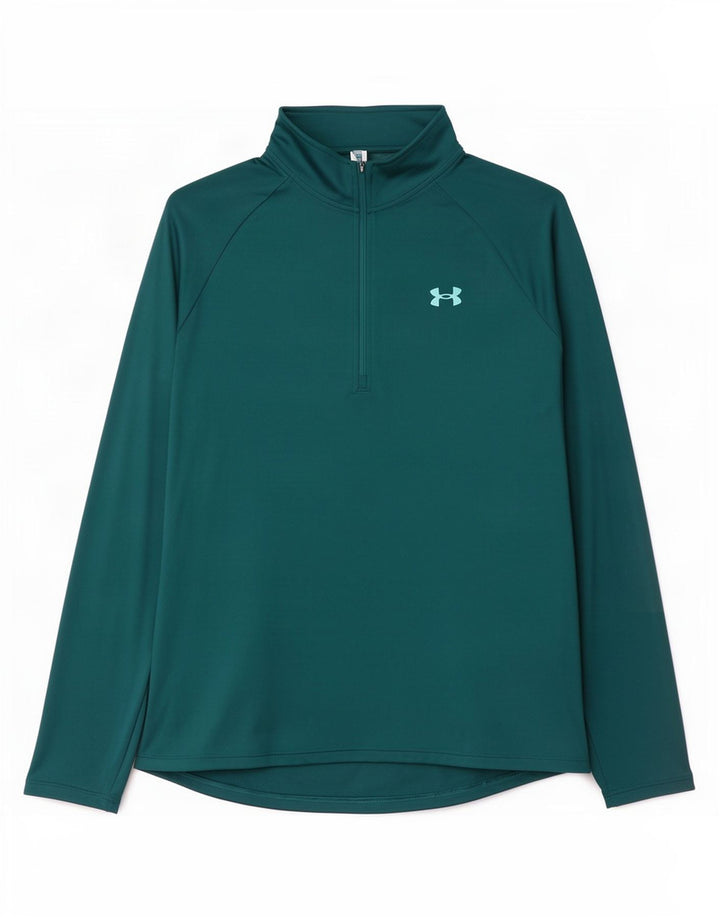 Męski top z długim rękawem Under Armour i zamkiem błyskawicznym, duży, zielony