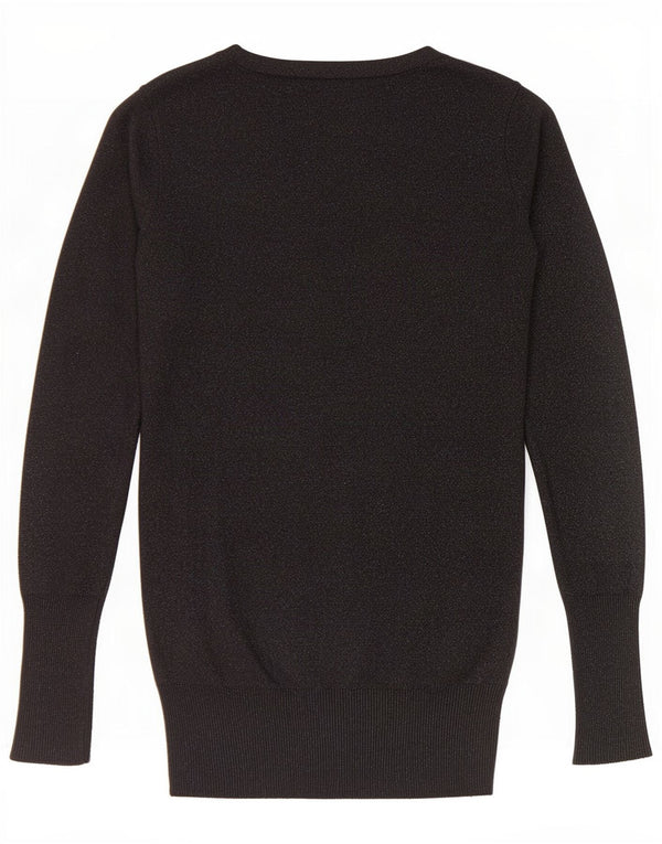 Sweter damski Zara z dekoltem w łódkę UK 10, mały, czarny, nakrapiany sztuczny jedwab