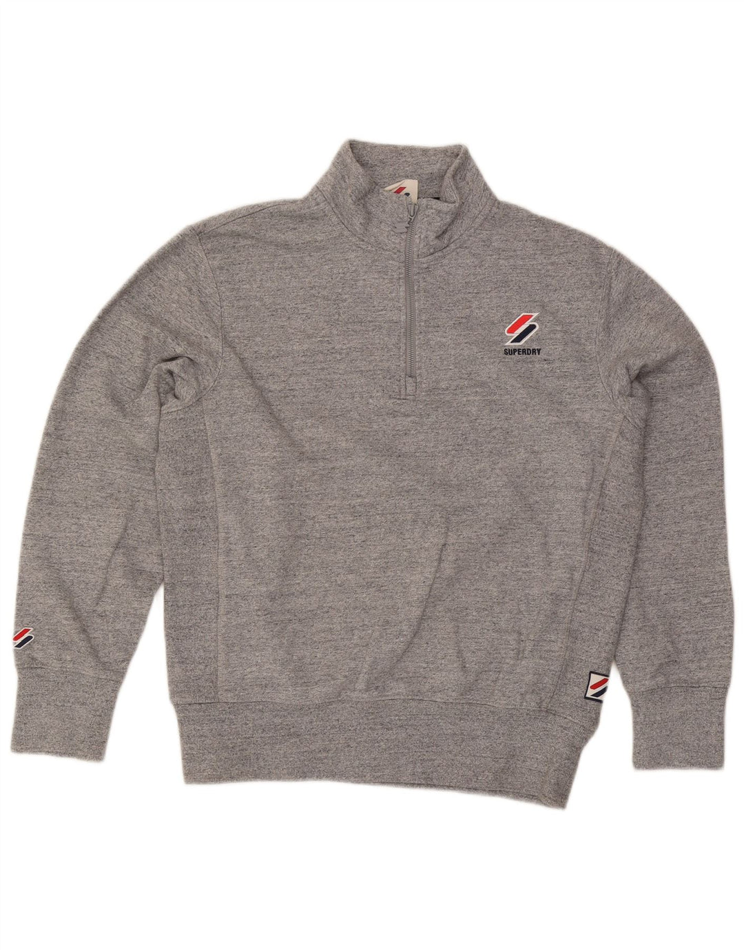 Męski sweter z zamkiem błyskawicznym Superdry, średnioszary, bawełniany w cętki
