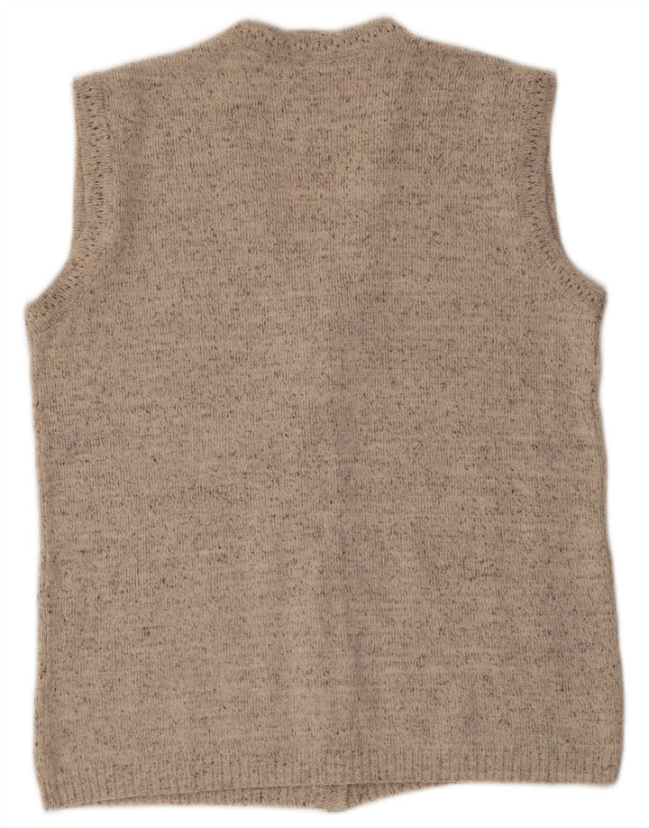 VINTAGE Womens Sleeveless Cardigan Sweater EU 38 Medium Beige Flecked