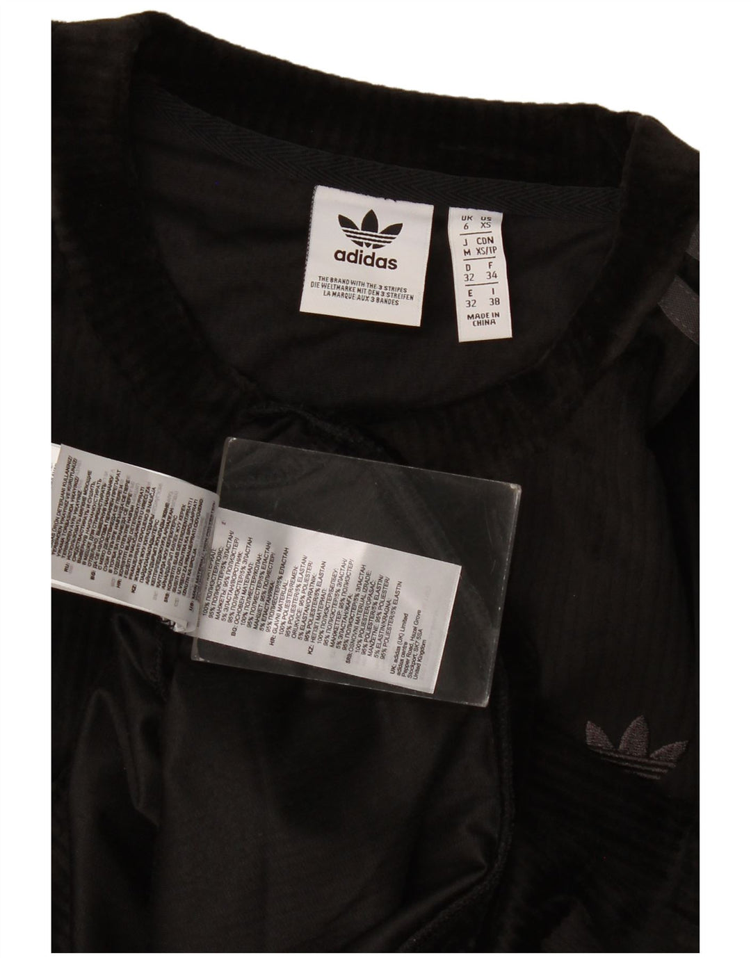 Adidas Damska bluza oversize welurowa Jumper UK 6 XS Czarny poliester