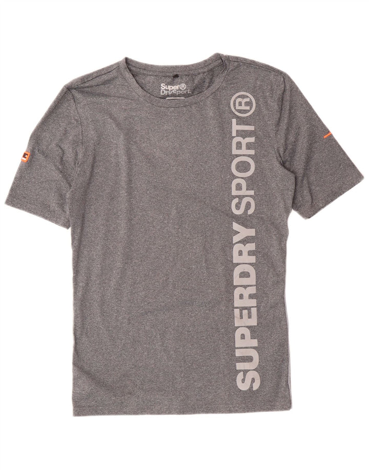 Damski T-shirt z grafiką Superdry Top UK 14, duży, szary, nakrapiany poliester