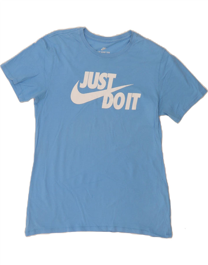 NIKE Mens Athletic Cut Graphic T-Shirt Top Medium Blue Cotton Vintage Nike and Second-Hand Nike from Messina Hembry 