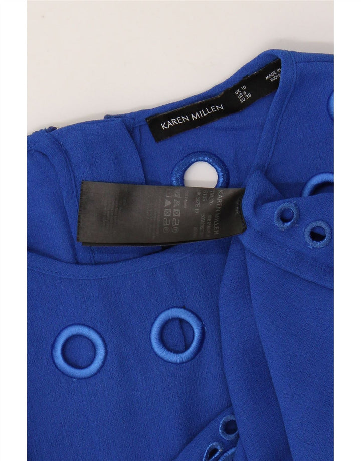 KAREN MILLEN Damska bluzka typu oversize, krótka, UK 10, mała niebieska, poliester