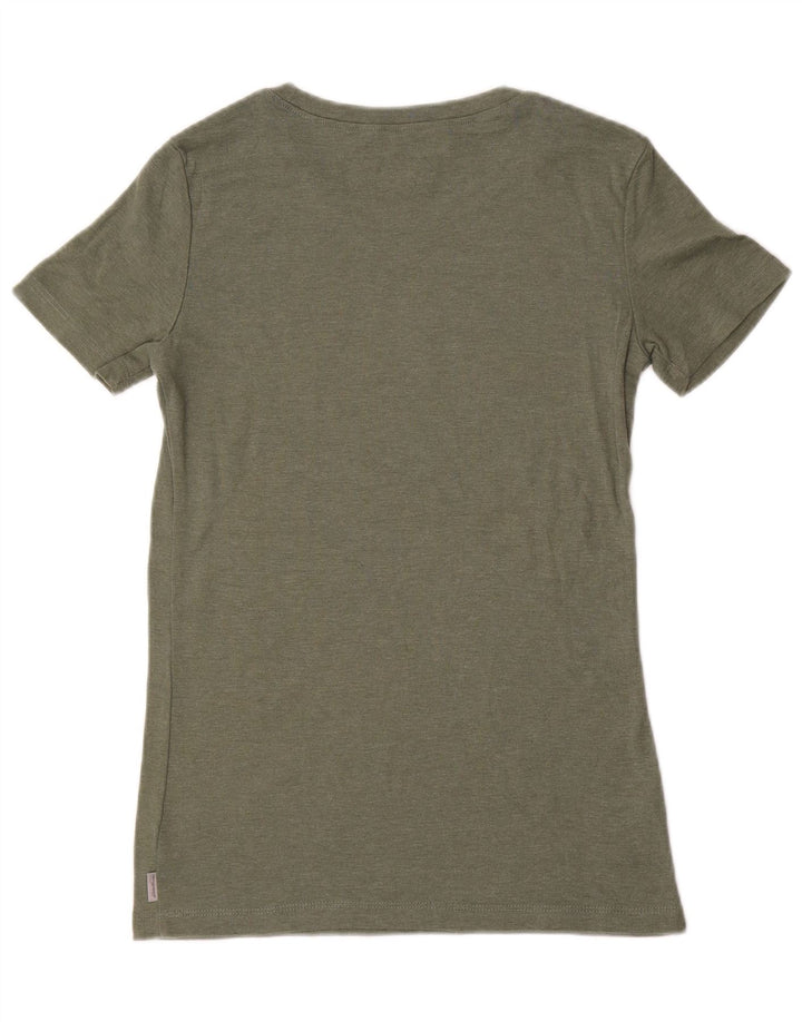 T-shirt damski EDDIE BAUER Top UK 10, mały, bawełniany khaki