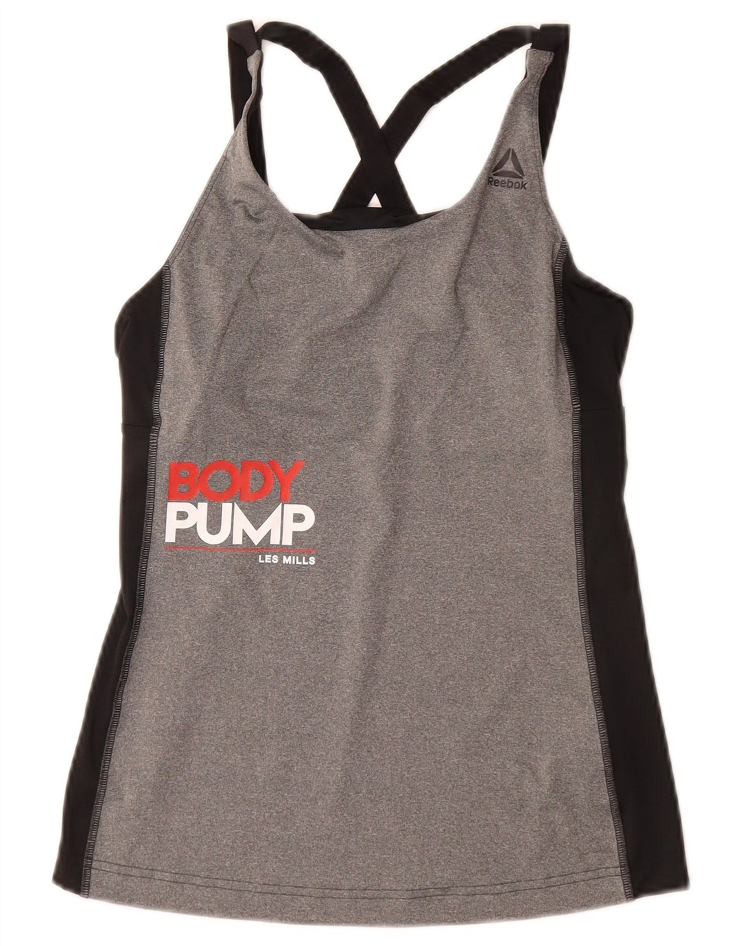 Damska kamizelka REEBOK Les Mills Graphic Top UK 4/6 XS Szary blok kolorów