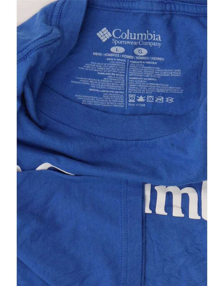 Męski T-shirt z grafiką Columbia, duży, niebieski, bawełniany