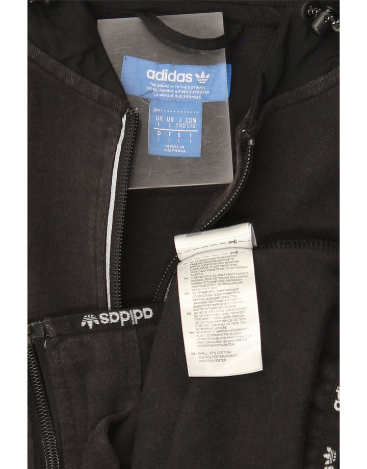 Adidas Męski sweter z kapturem i zamkiem błyskawicznym, duży, czarny, bawełniany