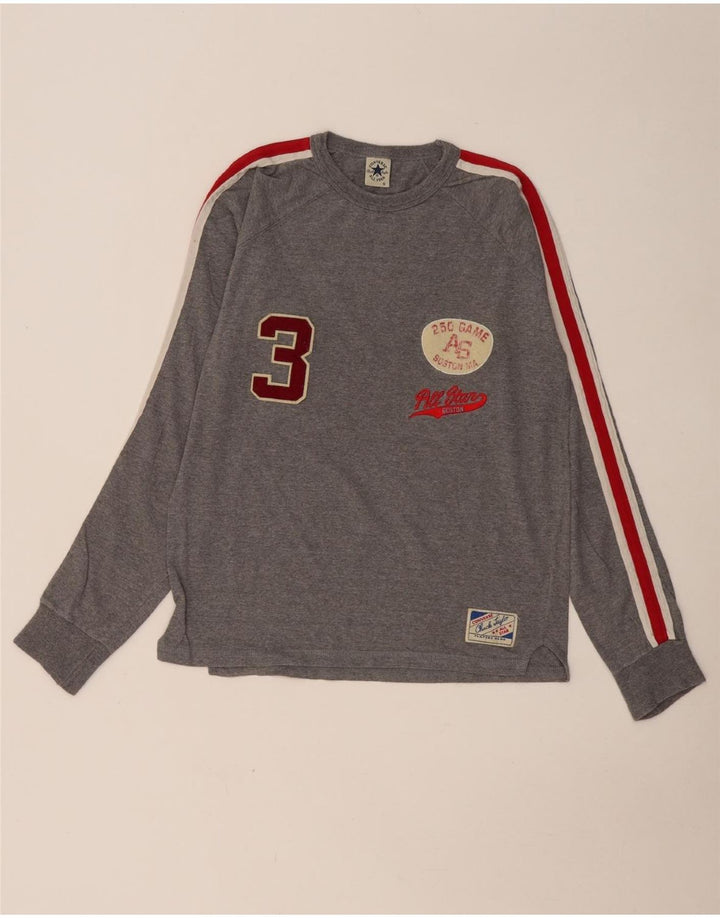 CONVERSE Męski top z grafiką Chuck Taylor z długim rękawem i małym szarym blokiem kolorów