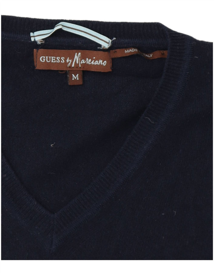 Męski sweter Guess By Marciano z dekoltem w kształcie litery V, średni granatowy