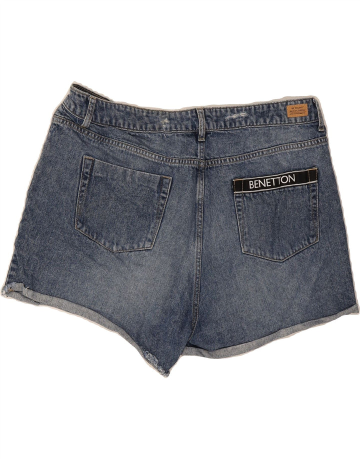 BENETTON Womens Distressed Denim Shorts W34 Large  Blue Cotton Vintage Benetton and Second-Hand Benetton from Messina Hembry 