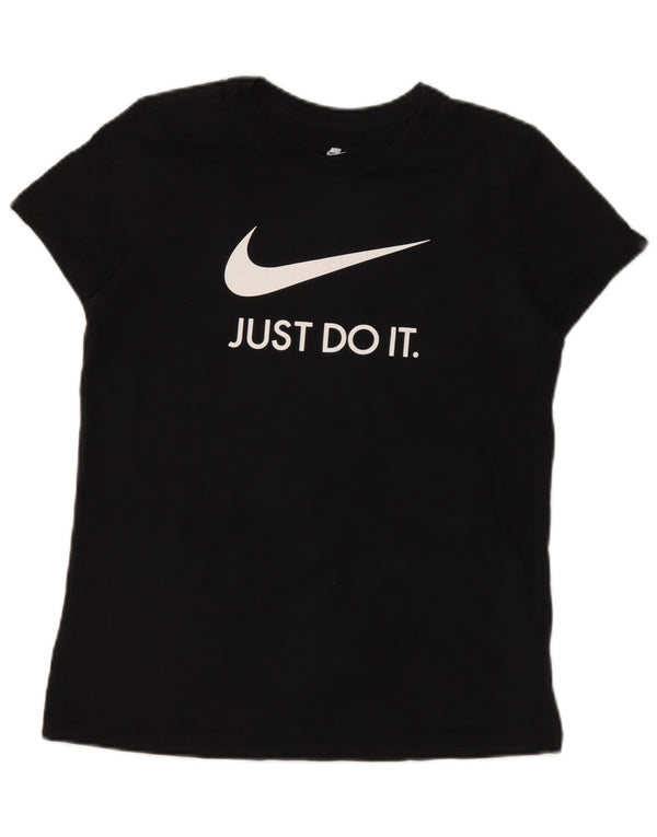 Damska koszulka Nike Slim Fit z grafiką Top UK 14, duża czarna bawełna