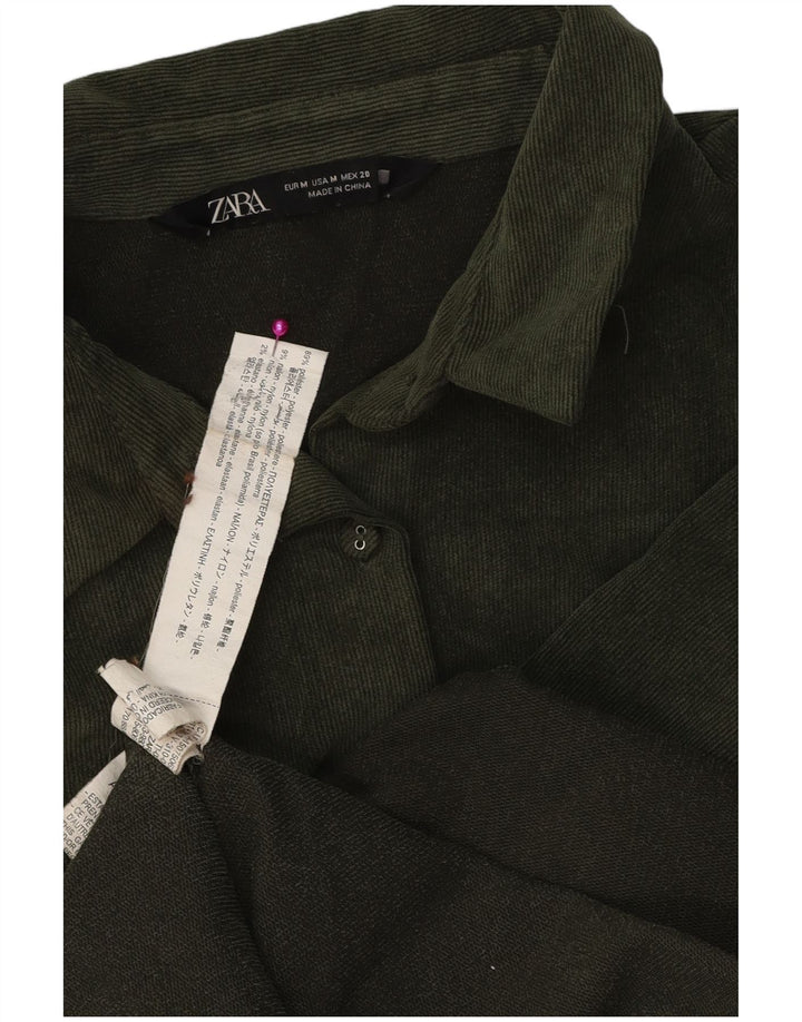 Damska koszula sztruksowa oversize Zara UK 14, średni zielony poliester