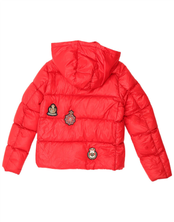 Damska ocieplana kurtka z kapturem Calvin Klein Jeans UK 14, średni czerwony poliester