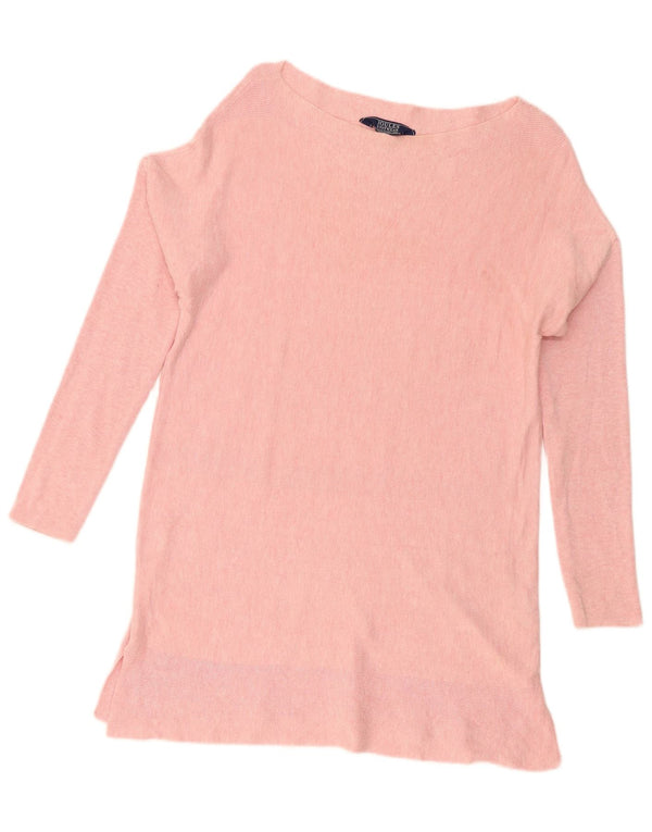 Damski sweter oversize Joules z dekoltem w łódkę, UK 12, średni różowy, bawełniany