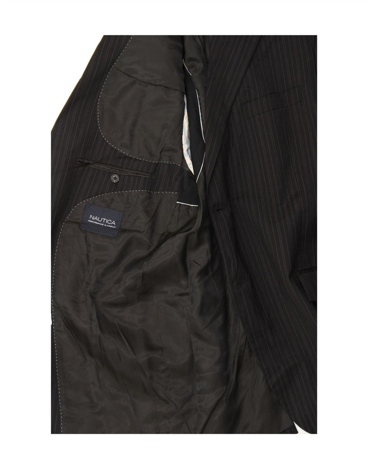NAUTICA Mens 2 Button Blazer Jacket UK 40 Large Black Pinstripe New Wool Vintage Nautica and Second-Hand Nautica from Messina Hembry 