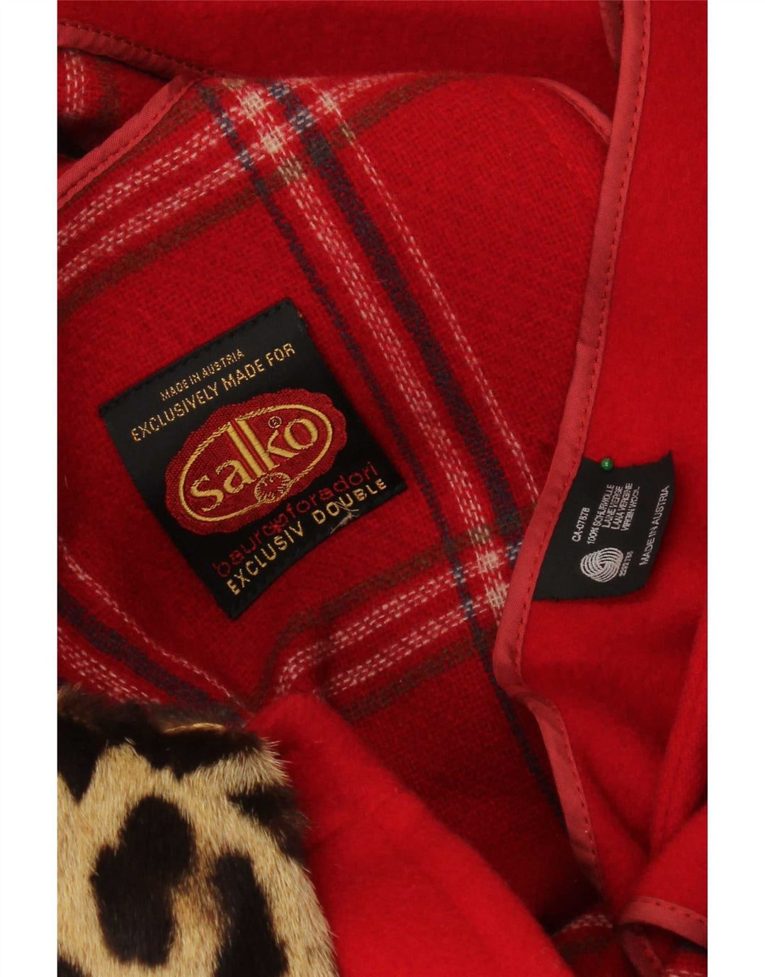 Damski płaszcz o luźnym kroju Salko UK 16, duży, z czerwonej wełny dziewiczej