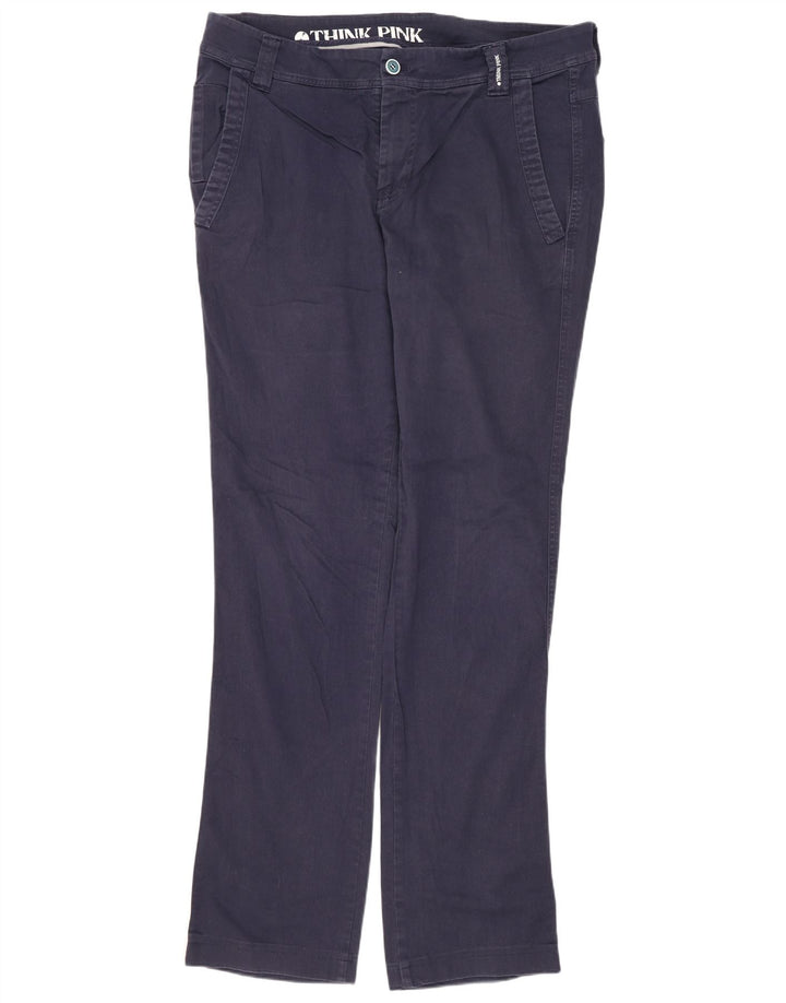 THINK PINK Męskie proste spodnie chino, duże W34 L33 Granatowa bawełna