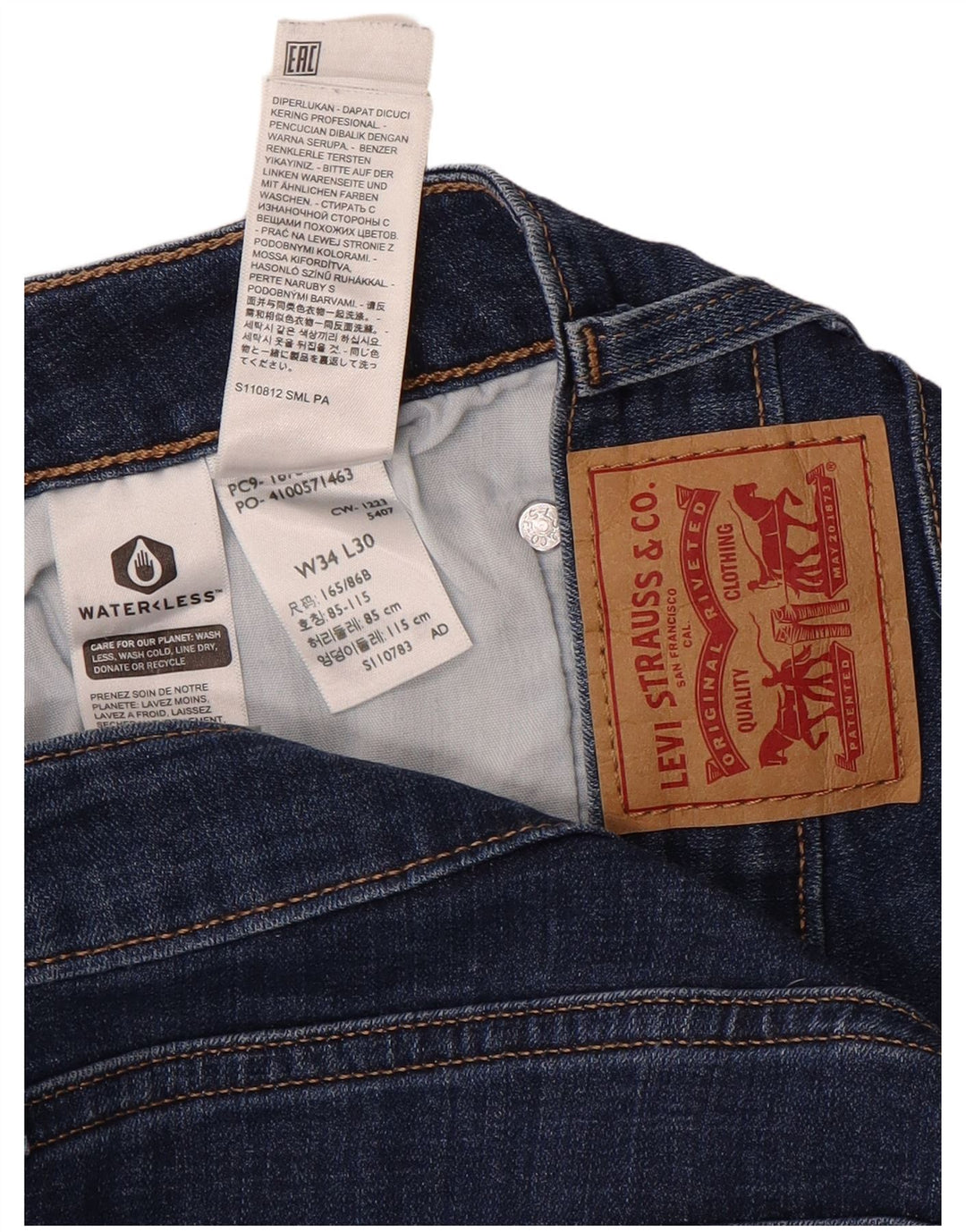 Damskie jeansy Levi's 725 z wysokim stanem Bootcut W34 L30 Granatowa bawełna