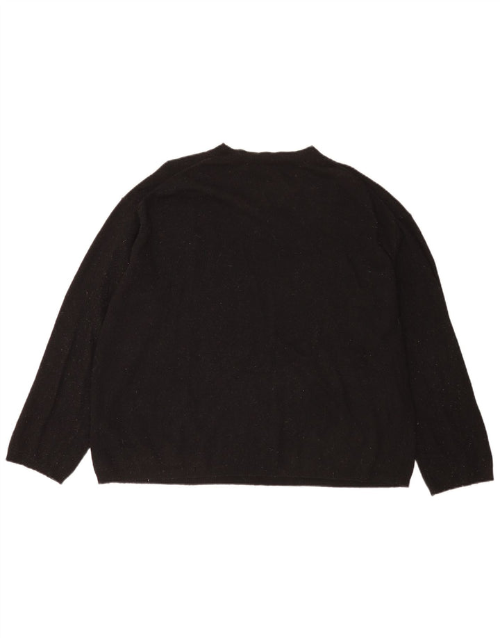 Damski sweter oversize Zara z okrągłym dekoltem UK 14, średnia czarna wełna