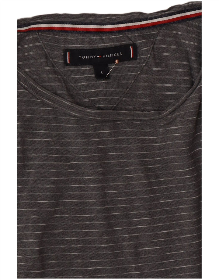 T-shirt męski TOMMY HILFIGER, duży, szary, w prążki