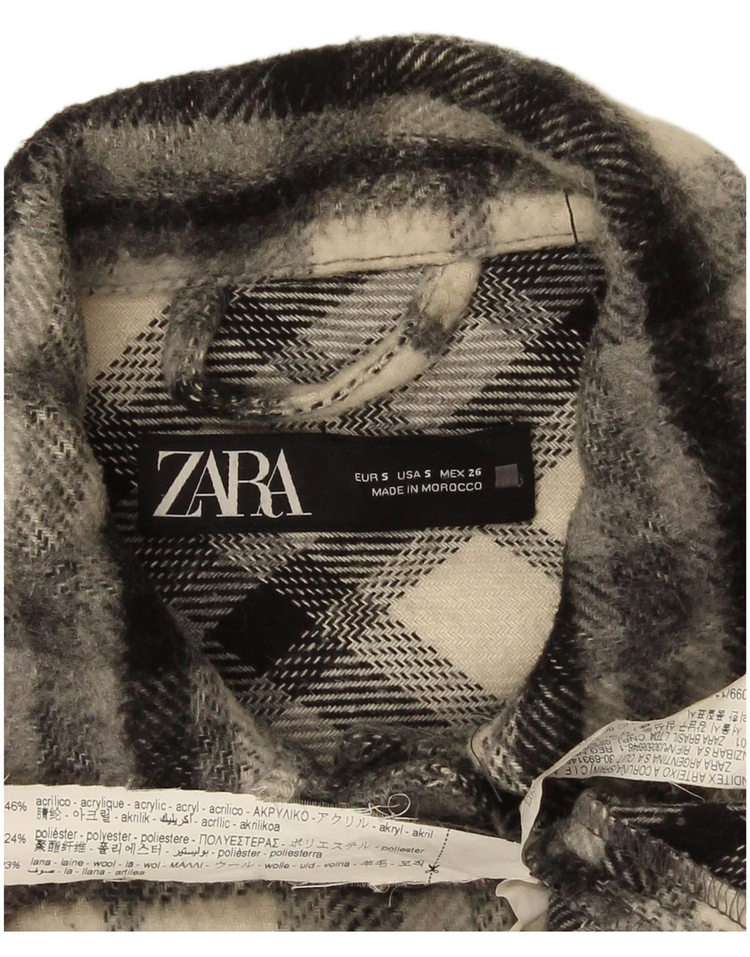 Damska koszula oversize Zara Flanelowa UK 10 w małą czarną kratkę