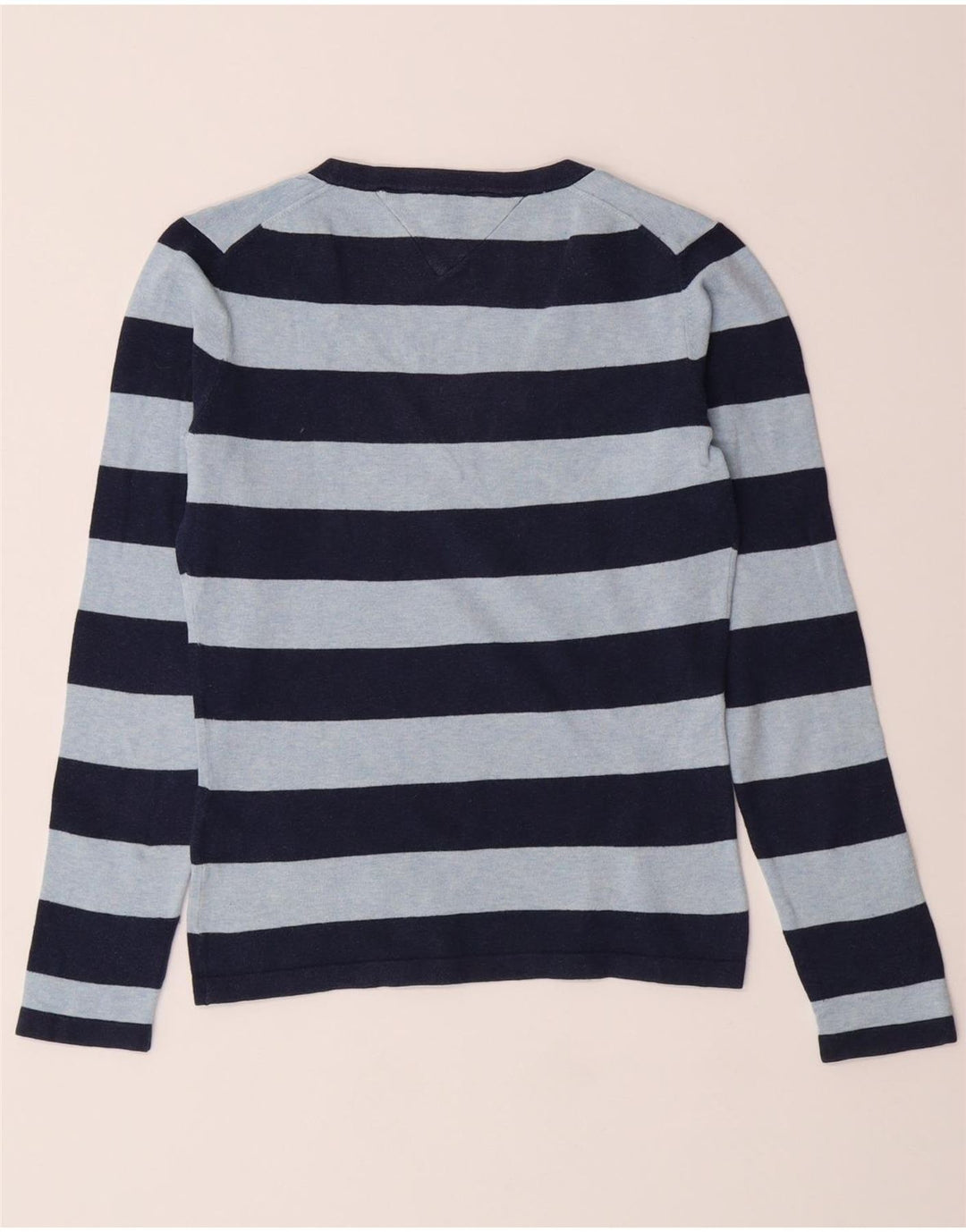 TOMMY HILFIGER Womens Top Long Sleeve UK 12 Medium Blue Striped Cotton Vintage Tommy Hilfiger and Second-Hand Tommy Hilfiger from Messina Hembry 
