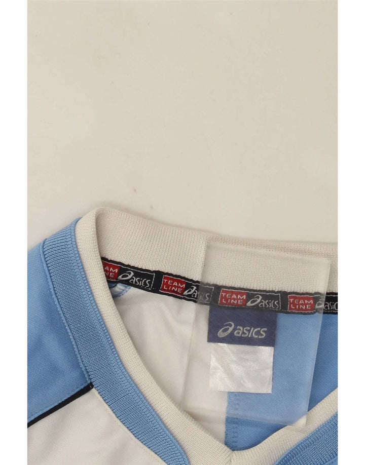 Męska koszulka z grafiką Asics. Top z poliestru w kolorze średniej bieli