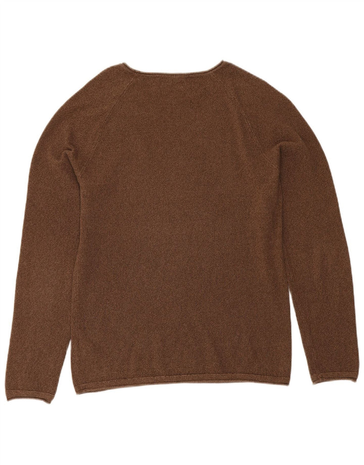 Męski sweter Jack & Jones z dekoltem w łódkę, średniobrązowy, bawełniany