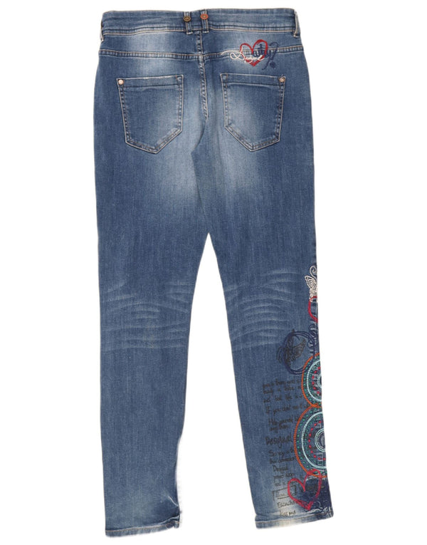 Desigual Damskie jeansy Boyfriend Graphic Slim W28 L30 Niebieskie geometryczne