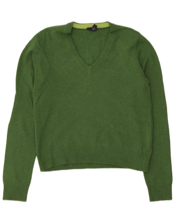 Damski sweter Gant z dekoltem w szpic, UK 14, duży, zielony, wełniany