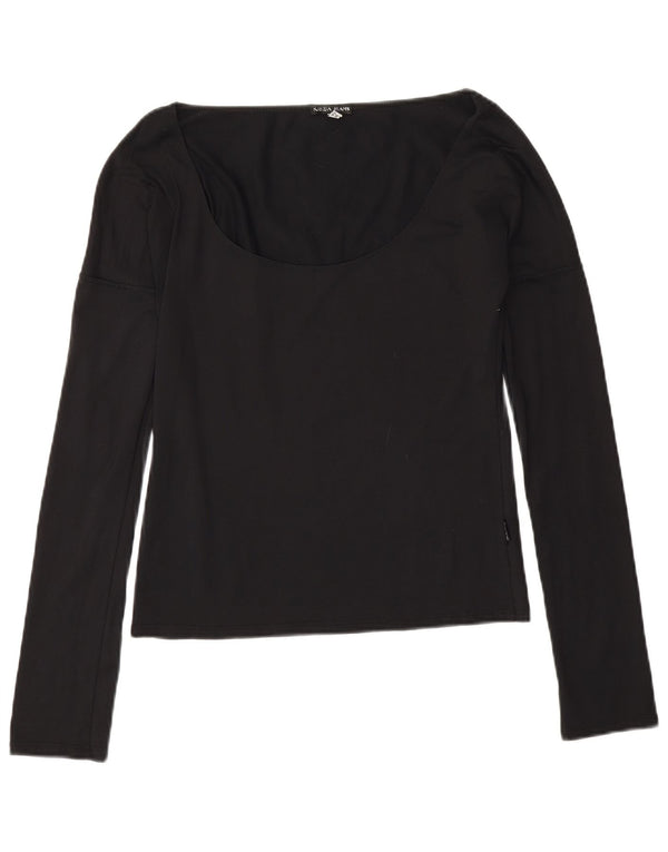 Damski krótki top Krizia Jeans z długim rękawem UK 16, duży czarny