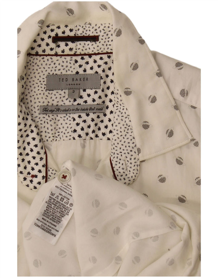 Koszula męska Ted Baker w abstrakcyjny wzór, rozmiar 3, średnia, biała, bawełniana