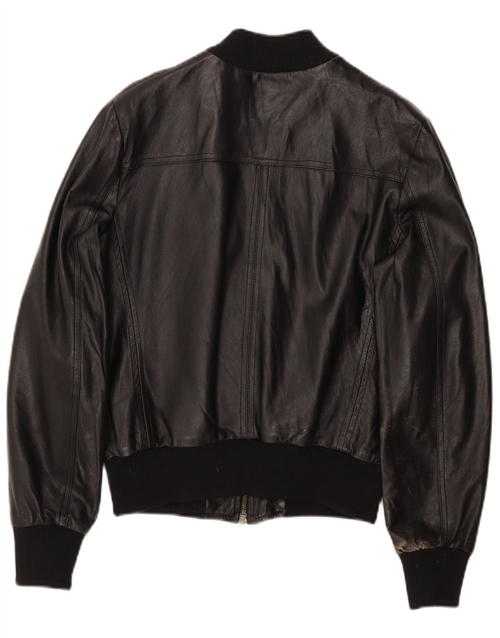 Damska kurtka skórzana CINTI Crop Bomber IT 46, duża czarna skóra