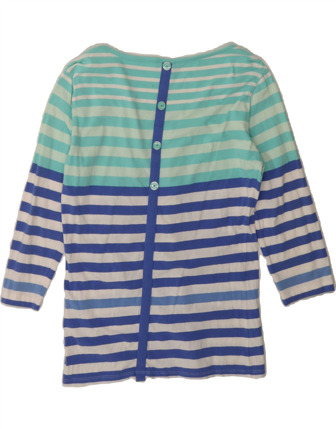 NAUTICA Womens Top 3/4 Sleeve UK 12 Medium Blue Striped Cotton Vintage Nautica and Second-Hand Nautica from Messina Hembry 