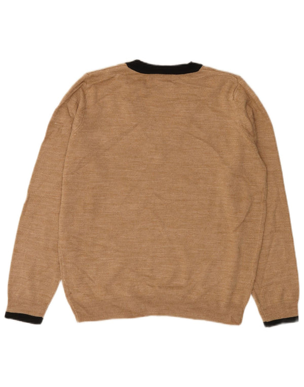 Sweter damski Marks & Spencer z dekoltem w kształcie litery V, UK 10, mały, beżowy, nakrapiany