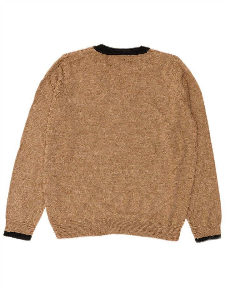 Sweter damski Marks & Spencer z dekoltem w kształcie litery V, UK 10, mały, beżowy, nakrapiany