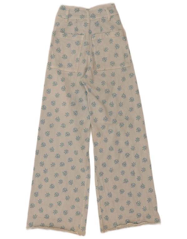 Damskie jeansy Zara The Marine Straight EU 32 2XS W22 L29 Niebieskie kwiaty
